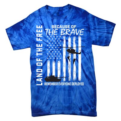 Land Of The Free Because Of The Brave Red Gift Friday Flag Cool Gift Tie-Dye T-Shirt