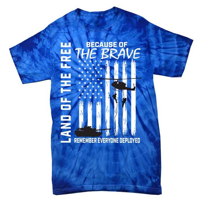 Land Of The Free Because Of The Brave Red Gift Friday Flag Cool Gift Tie-Dye T-Shirt