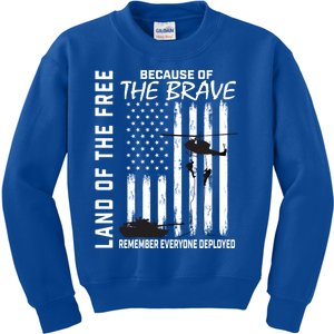 Land Of The Free Because Of The Brave Red Gift Friday Flag Cool Gift Kids Sweatshirt