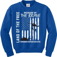 Land Of The Free Because Of The Brave Red Gift Friday Flag Cool Gift Kids Sweatshirt