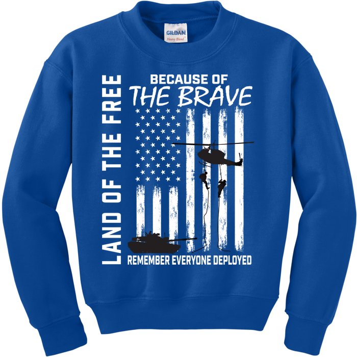 Land Of The Free Because Of The Brave Red Gift Friday Flag Cool Gift Kids Sweatshirt