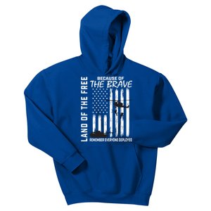 Land Of The Free Because Of The Brave Red Gift Friday Flag Cool Gift Kids Hoodie