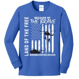 Land Of The Free Because Of The Brave Red Gift Friday Flag Cool Gift Kids Long Sleeve Shirt