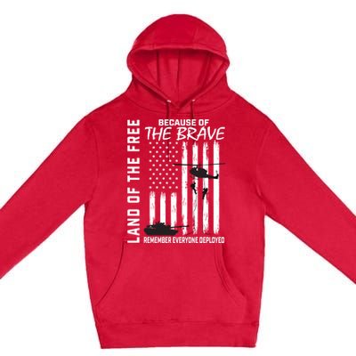 Land Of The Free Because Of The Brave Red Gift Friday Flag Cool Gift Premium Pullover Hoodie