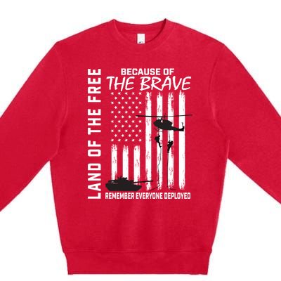 Land Of The Free Because Of The Brave Red Gift Friday Flag Cool Gift Premium Crewneck Sweatshirt