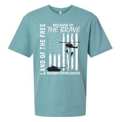 Land Of The Free Because Of The Brave Red Gift Friday Flag Cool Gift Sueded Cloud Jersey T-Shirt