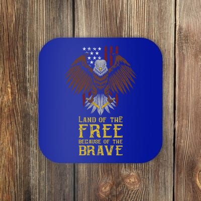 Land Of The Free Because Of The Brave Eagle Over Flag Gift Coaster