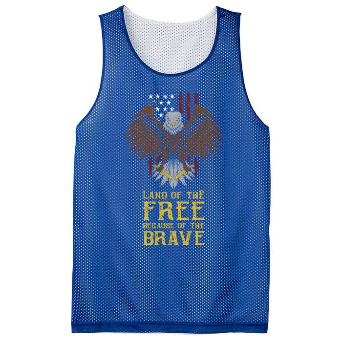 Land Of The Free Because Of The Brave Eagle Over Flag Gift Mesh Reversible Basketball Jersey Tank