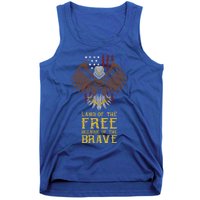 Land Of The Free Because Of The Brave Eagle Over Flag Gift Tank Top