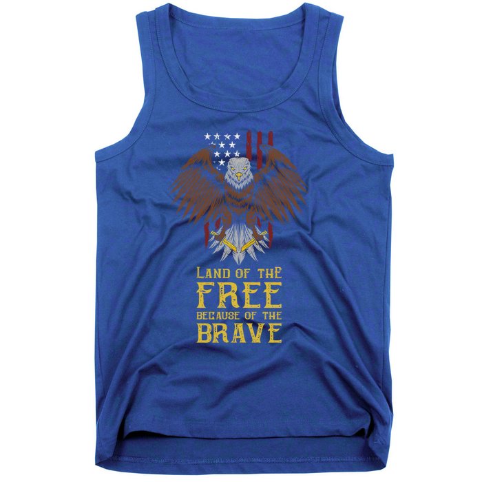 Land Of The Free Because Of The Brave Eagle Over Flag Gift Tank Top