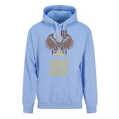 Land Of The Free Because Of The Brave Eagle Over Flag Gift Unisex Surf Hoodie