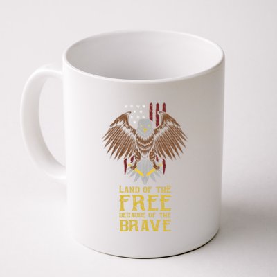 Land Of The Free Because Of The Brave Eagle Over Flag Gift Coffee Mug