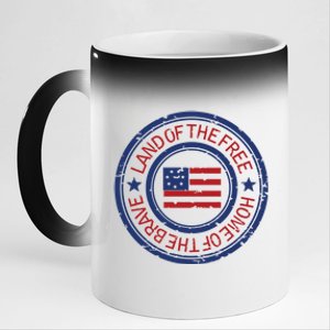 Land Of The Free Home Of The Brave Distressed Cool Gift 11oz Black Color Changing Mug