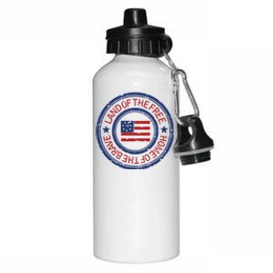 Land Of The Free Home Of The Brave Distressed Cool Gift Aluminum Water Bottle