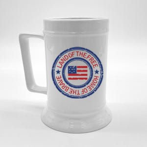 Land Of The Free Home Of The Brave Distressed Cool Gift Beer Stein