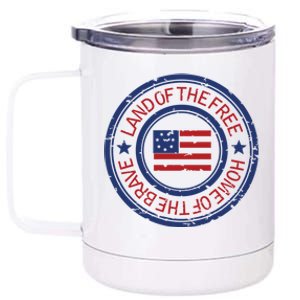 Land Of The Free Home Of The Brave Distressed Cool Gift 12 oz Stainless Steel Tumbler Cup