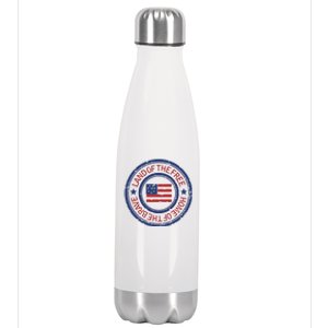 Land Of The Free Home Of The Brave Distressed Cool Gift Stainless Steel Insulated Water Bottle