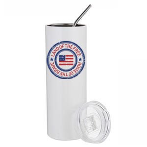 Land Of The Free Home Of The Brave Distressed Cool Gift Stainless Steel Tumbler