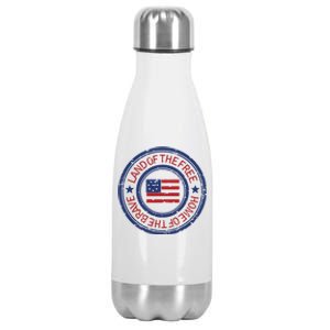 Land Of The Free Home Of The Brave Distressed Cool Gift Stainless Steel Insulated Water Bottle