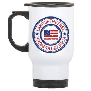 Land Of The Free Home Of The Brave Distressed Cool Gift Stainless Steel Travel Mug