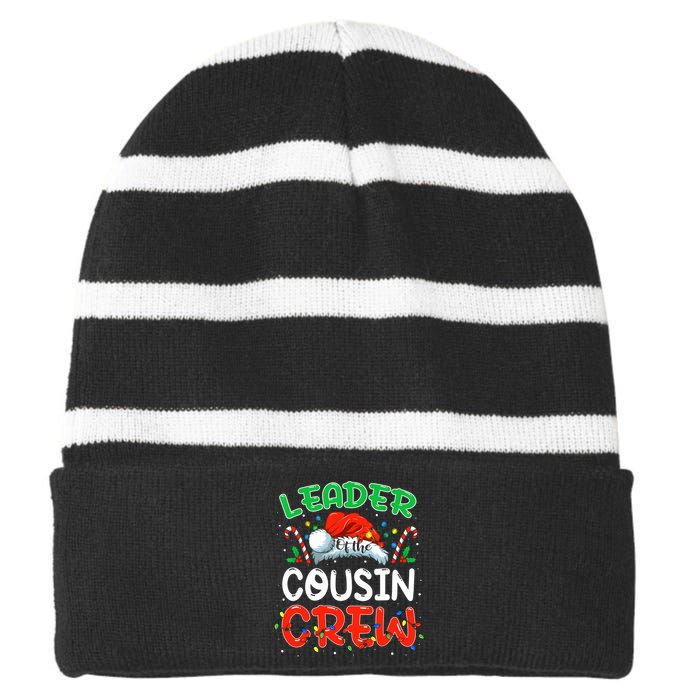 Leader Of The Cousin Crew Christmas Family Matching Xmas Striped Beanie with Solid Band