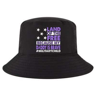 Land Of The Free Because My Daddy Is Brave Military Child Cool Comfort Performance Bucket Hat