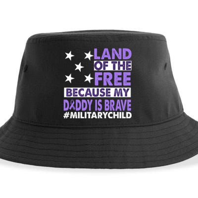 Land Of The Free Because My Daddy Is Brave Military Child Sustainable Bucket Hat