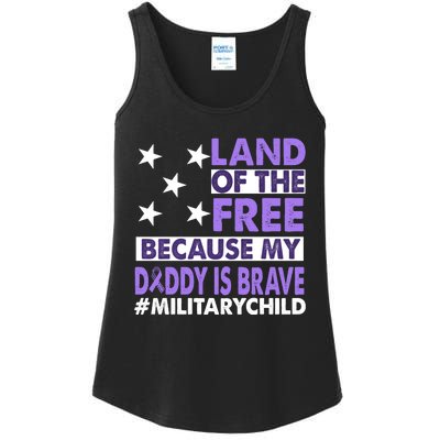 Land Of The Free Because My Daddy Is Brave Military Child Ladies Essential Tank