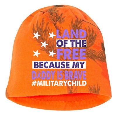 Land Of The Free Because My Daddy Is Brave Military Child Kati - Camo Knit Beanie