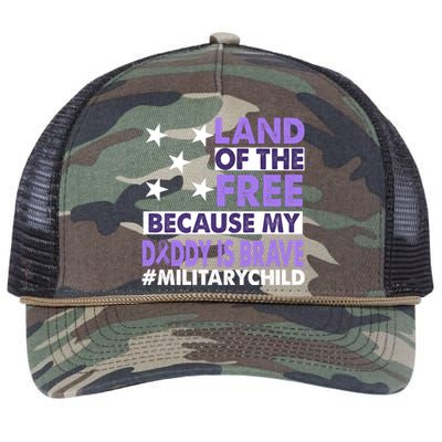 Land Of The Free Because My Daddy Is Brave Military Child Retro Rope Trucker Hat Cap