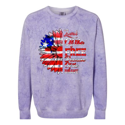 Land Of The Free Because Of The Brave Gift 4th Of July Gift Colorblast Crewneck Sweatshirt