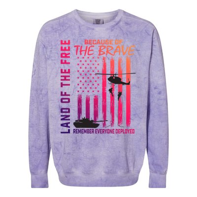 Land Of The Free Because Of The Brave Red Gift Friday Flag Gift Colorblast Crewneck Sweatshirt