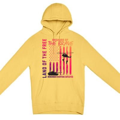 Land Of The Free Because Of The Brave Red Gift Friday Flag Gift Premium Pullover Hoodie