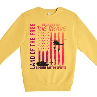 Land Of The Free Because Of The Brave Red Gift Friday Flag Gift Premium Crewneck Sweatshirt