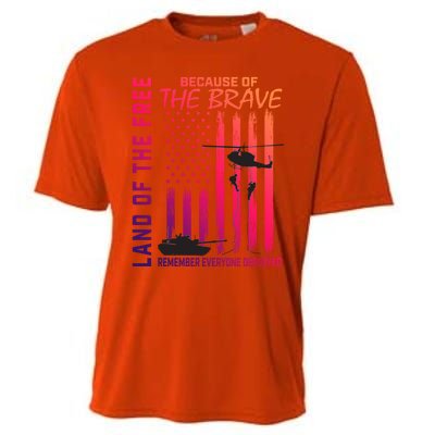 Land Of The Free Because Of The Brave Red Gift Friday Flag Gift Cooling Performance Crew T-Shirt