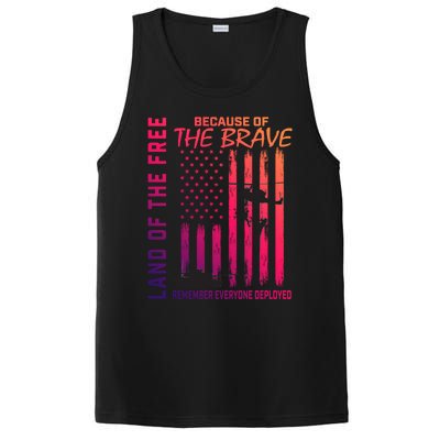 Land Of The Free Because Of The Brave Red Gift Friday Flag Gift PosiCharge Competitor Tank