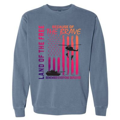 Land Of The Free Because Of The Brave Red Gift Friday Flag Gift Garment-Dyed Sweatshirt