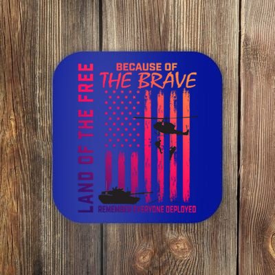 Land Of The Free Because Of The Brave Red Gift Friday Flag Gift Coaster