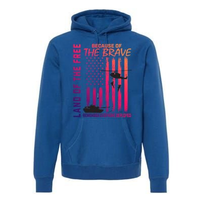 Land Of The Free Because Of The Brave Red Gift Friday Flag Gift Premium Hoodie