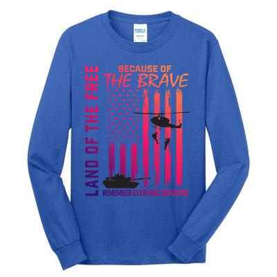 Land Of The Free Because Of The Brave Red Gift Friday Flag Gift Tall Long Sleeve T-Shirt