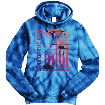 Land Of The Free Because Of The Brave Red Gift Friday Flag Gift Tie Dye Hoodie