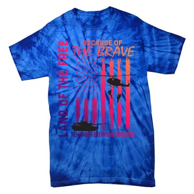 Land Of The Free Because Of The Brave Red Gift Friday Flag Gift Tie-Dye T-Shirt