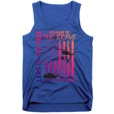 Land Of The Free Because Of The Brave Red Gift Friday Flag Gift Tank Top