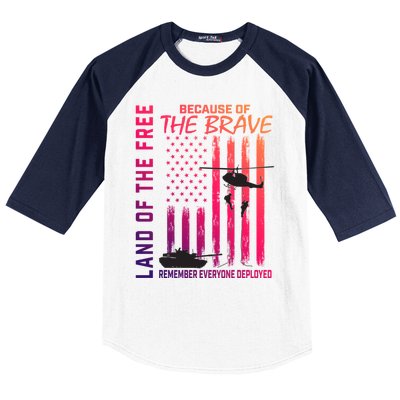 Land Of The Free Because Of The Brave Red Gift Friday Flag Gift Baseball Sleeve Shirt