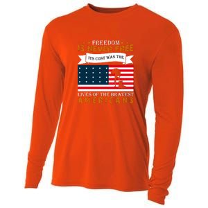 Live Of The Bravest Americans Memorial Day Gift American Flag Cooling Performance Long Sleeve Crew