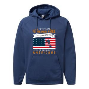 Live Of The Bravest Americans Memorial Day Gift American Flag Performance Fleece Hoodie