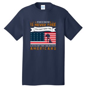 Live Of The Bravest Americans Memorial Day Gift American Flag Tall T-Shirt