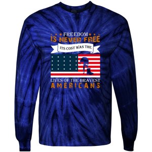 Live Of The Bravest Americans Memorial Day Gift American Flag Tie-Dye Long Sleeve Shirt