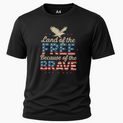 Land of the Free Because of the Brave Cooling Performance Crew T-Shirt