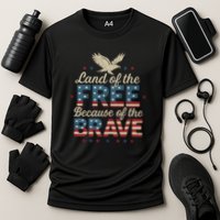 Land of the Free Because of the Brave Cooling Performance Crew T-Shirt